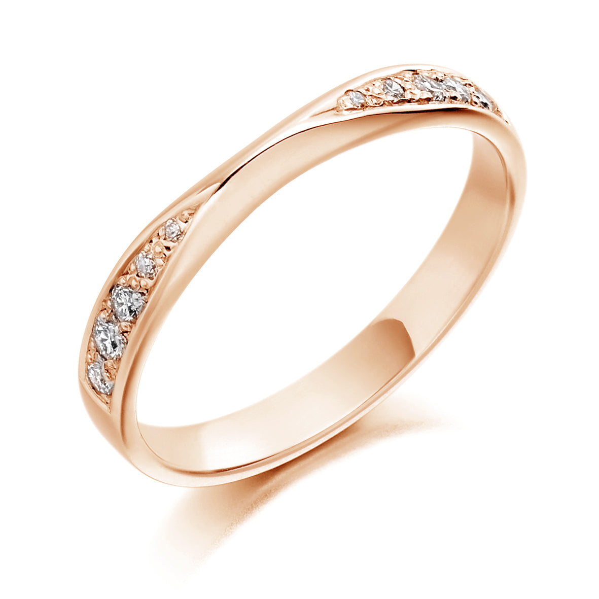 Pinched Centre Diamond Set Wedding Ring