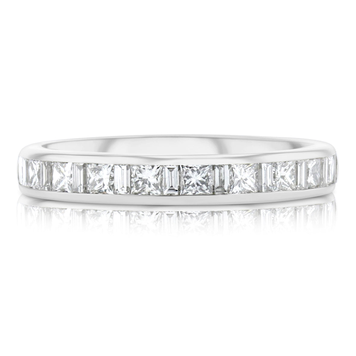Channel Set Princess & Baguette Cut Diamond Wedding Ring