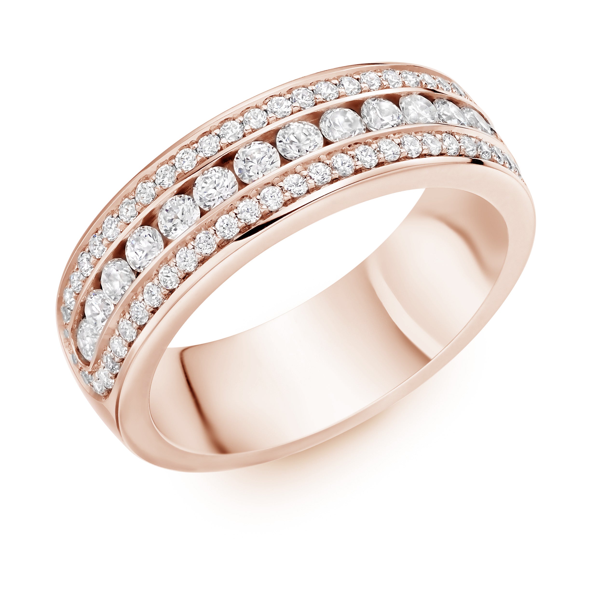 Luxe Channel Set with Halo Diamond Wedding Ring