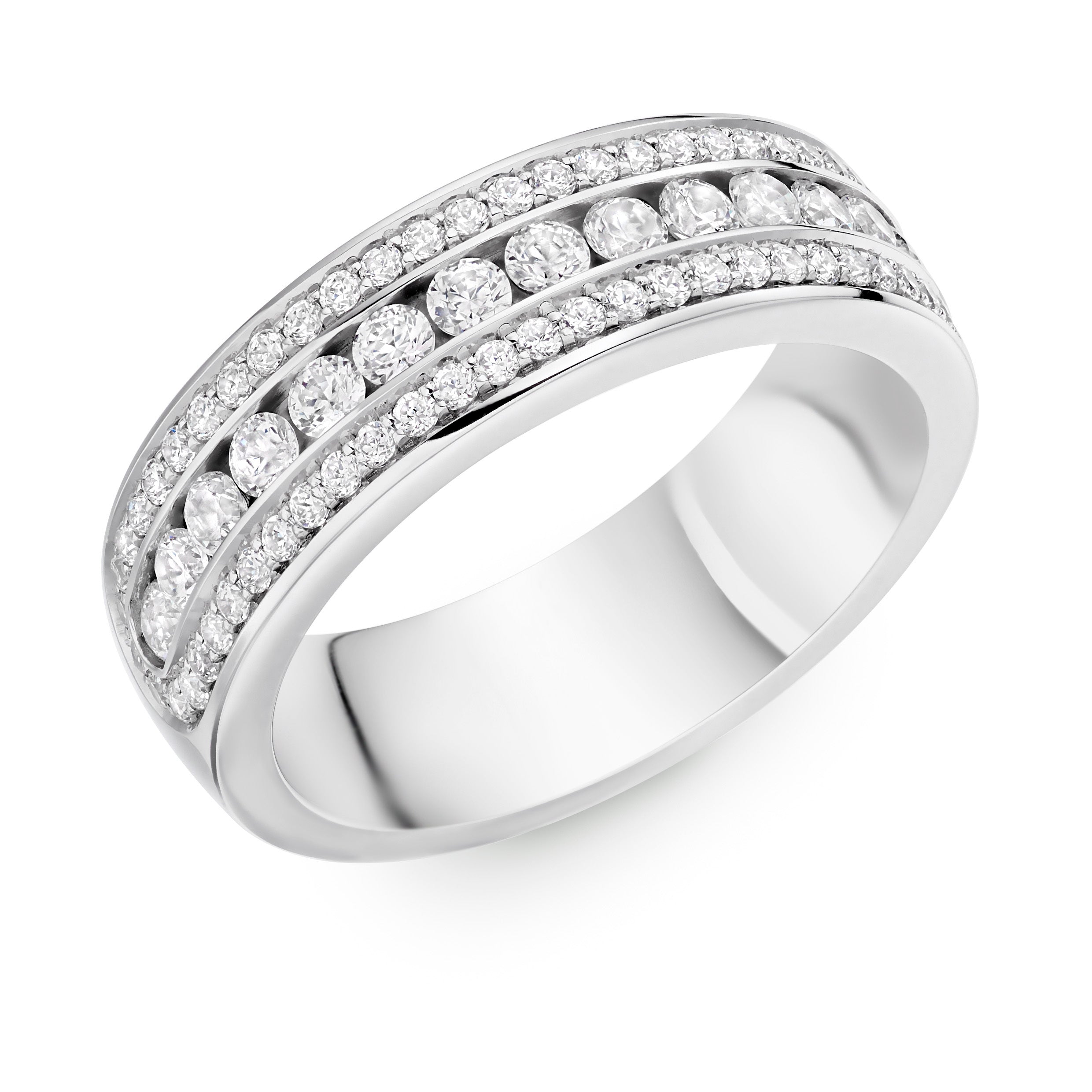 Luxe Channel Set with Halo Diamond Wedding Ring