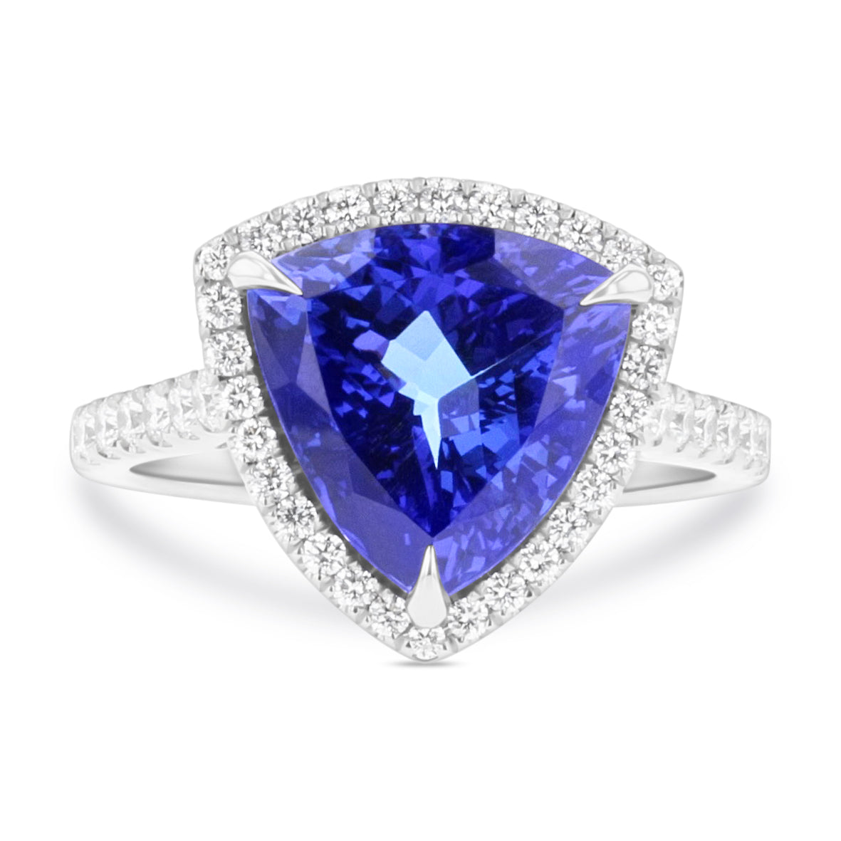 Uniquity Tanzanite Trillion and Diamond Ring