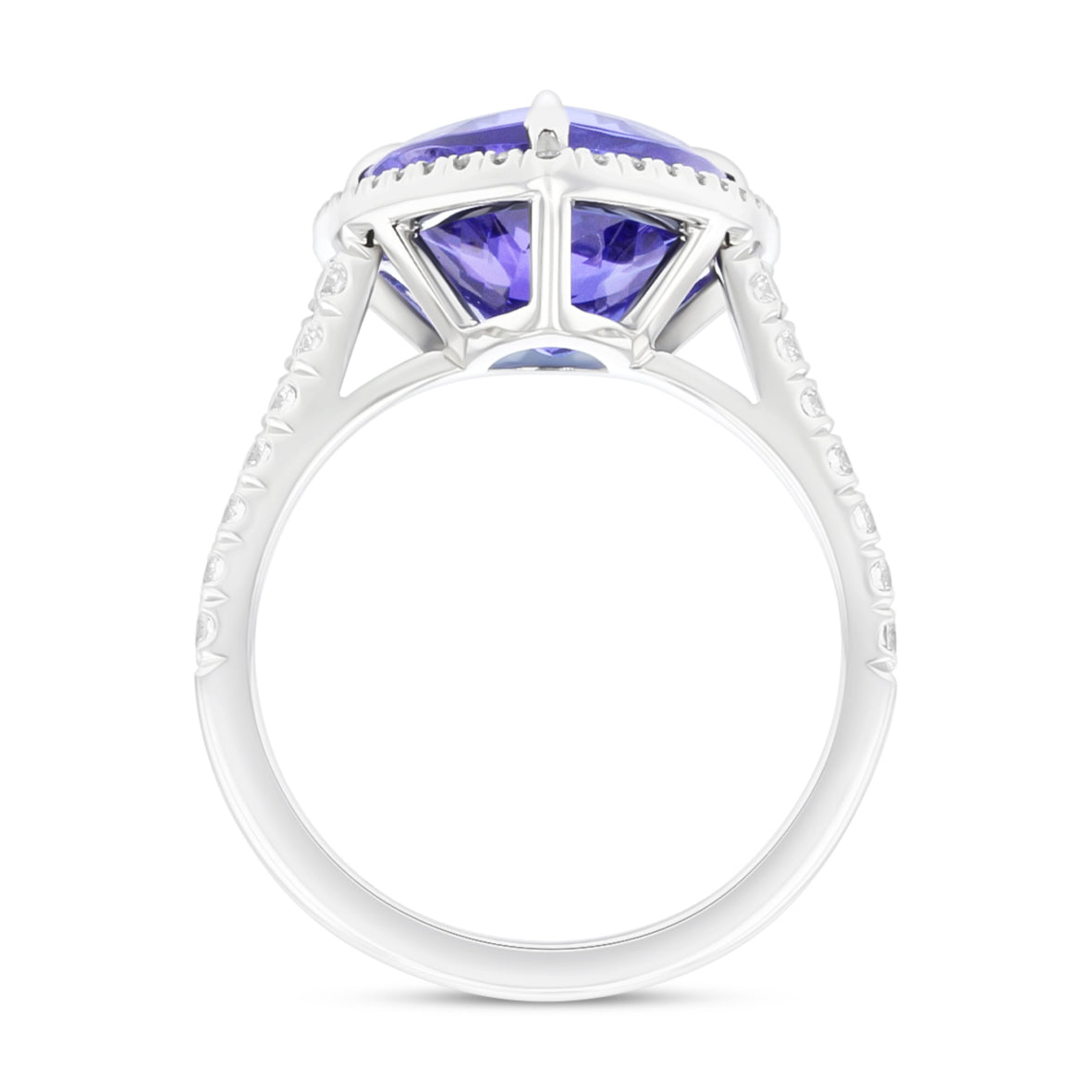 Uniquity Tanzanite Trillion and Diamond Ring