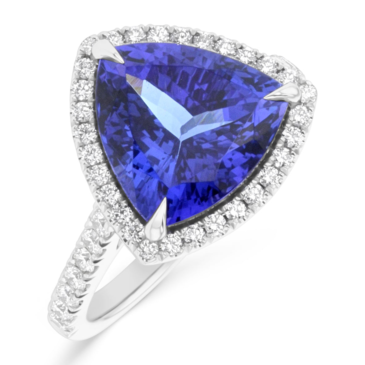 Uniquity Tanzanite Trillion and Diamond Ring