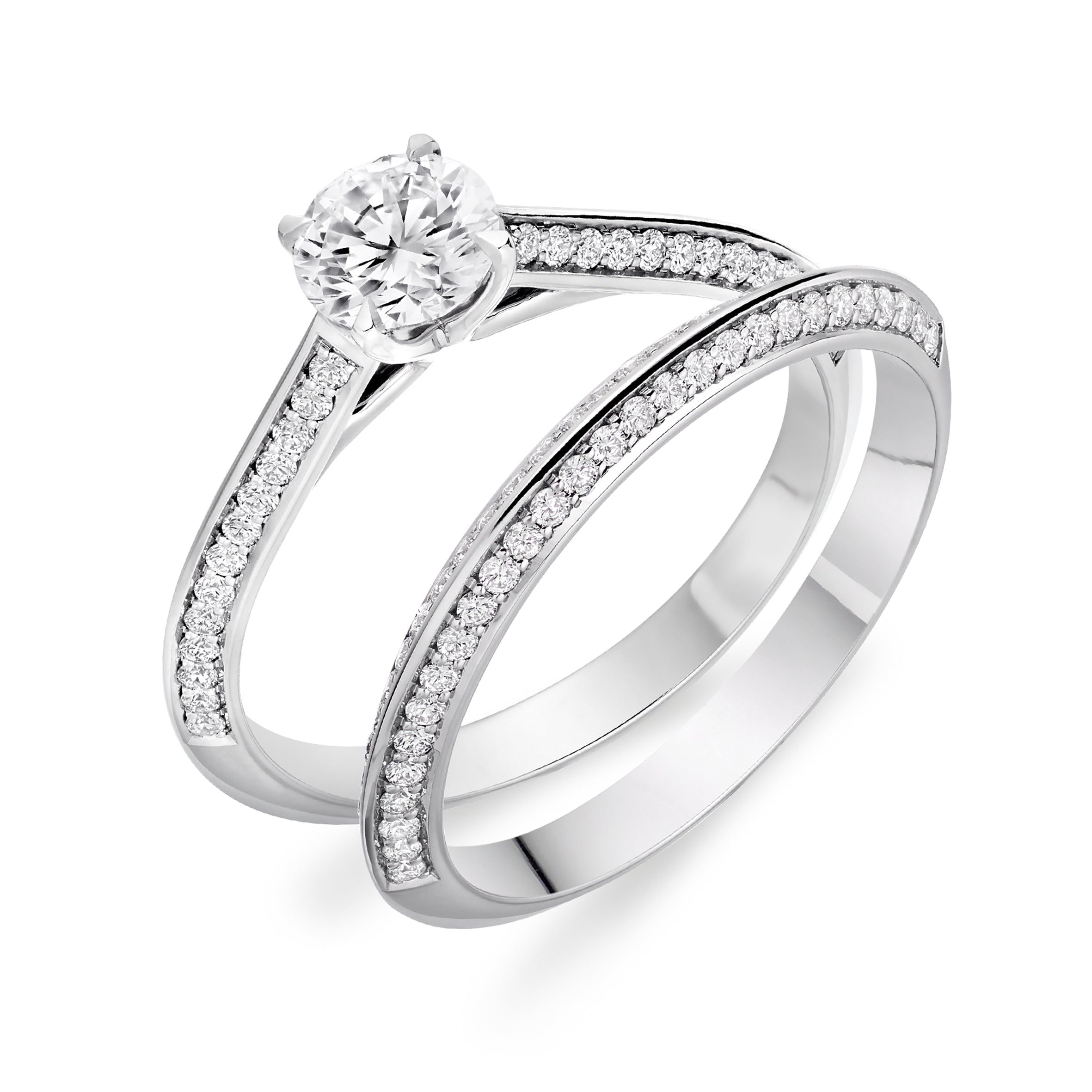 Knife Edge Profile Diamond Set Wedding Ring