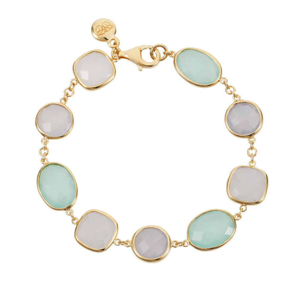 Gold Vermeil Milky & Aqua Chalcedony Bracelet