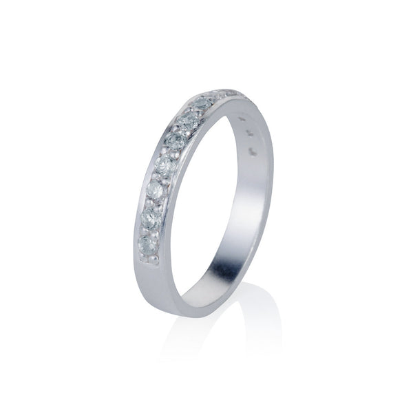 Pettia sterling silver pave set classic eternity stacker ring