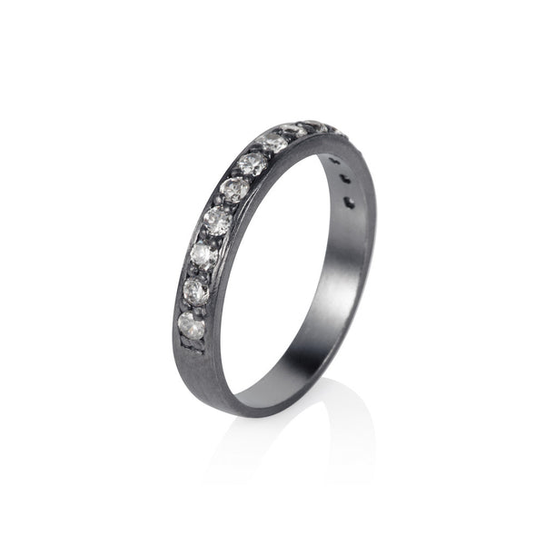 Pettia sterling silver black rhodium plated eternity stacker ring