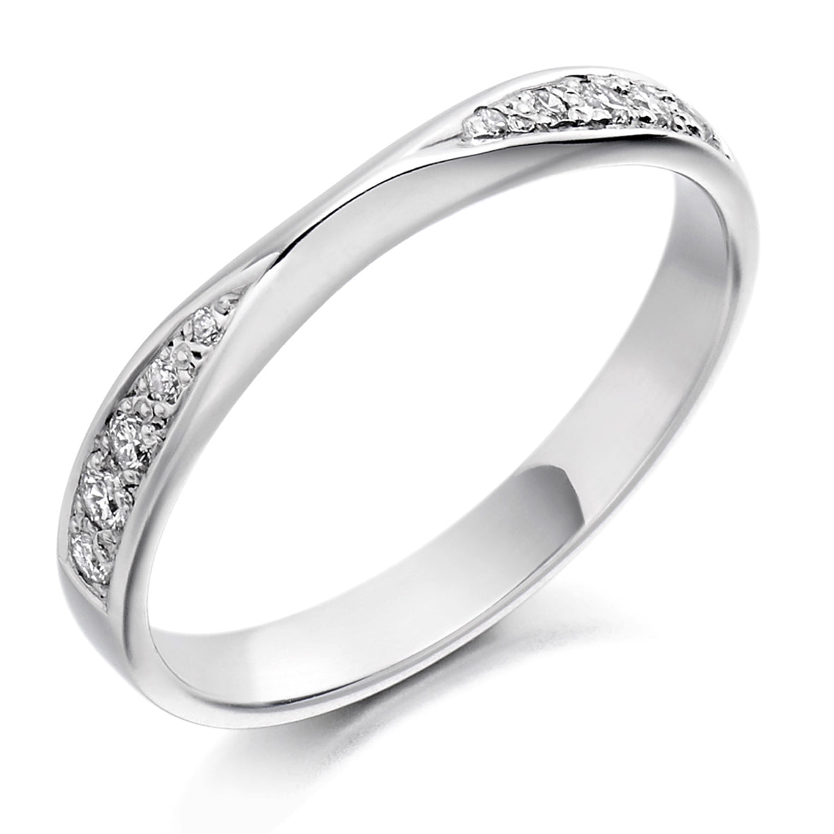 Pinched Centre Diamond Set Wedding Ring