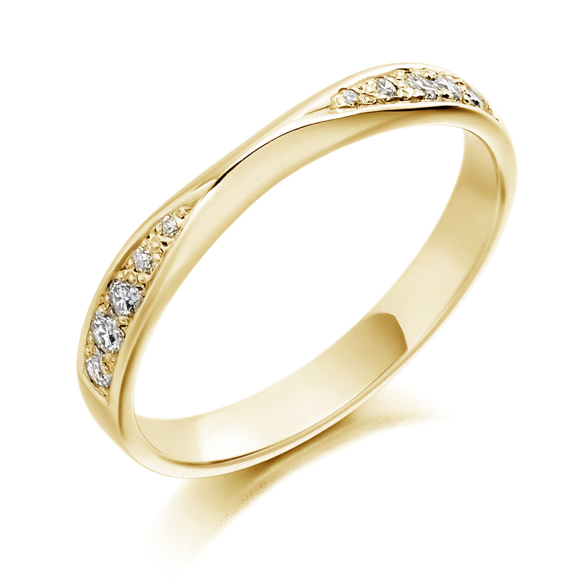 Pinched Centre Diamond Set Wedding Ring
