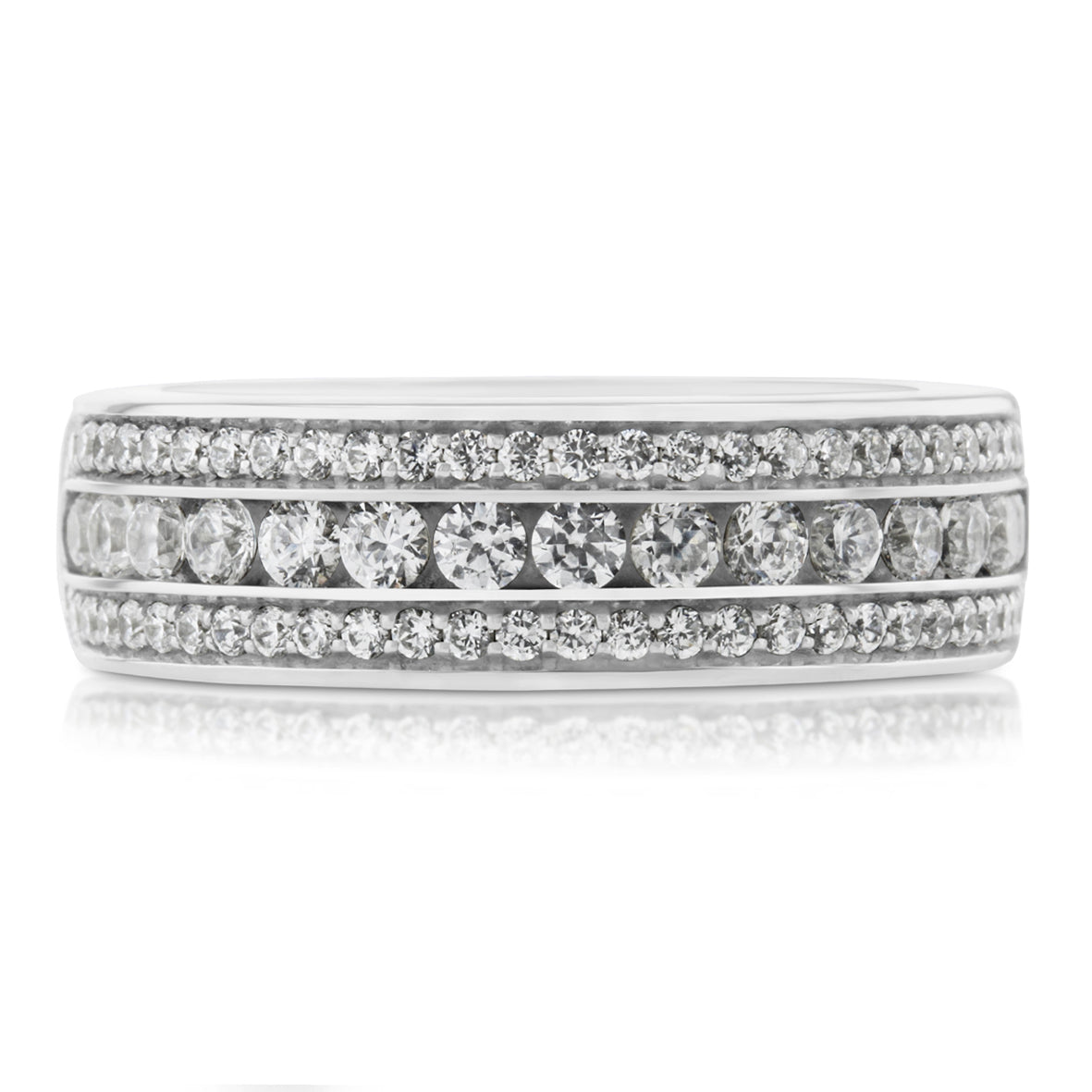 Luxe Channel Set with Halo Diamond Wedding Ring