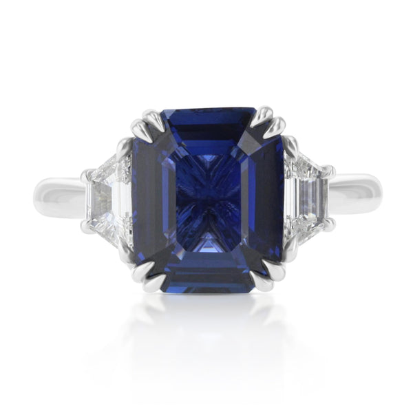 Uniquity Blue Sapphire and Diamond Platinum Ring