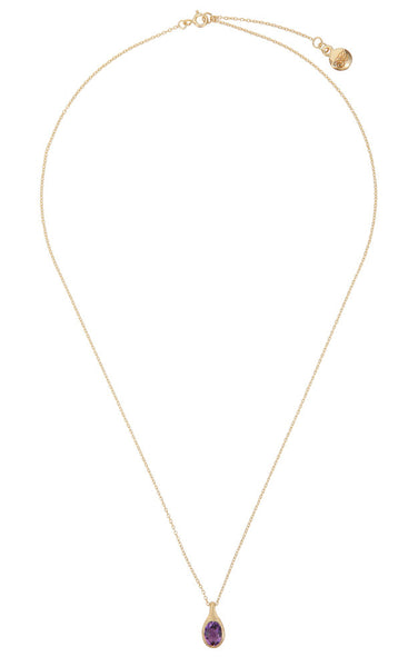 Nadira 18ct gold plated oval cut Amethyst teardrop pendant