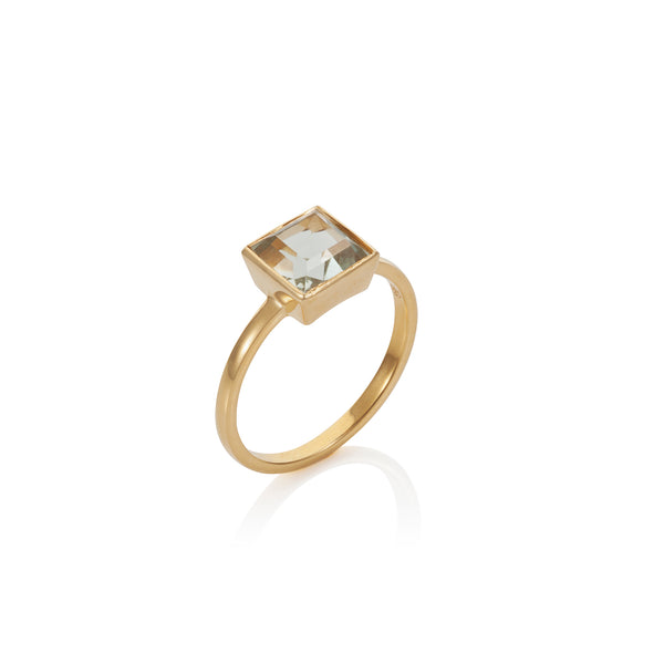 Nadira 18ct gold plated square cut Prasolite solitaire ring