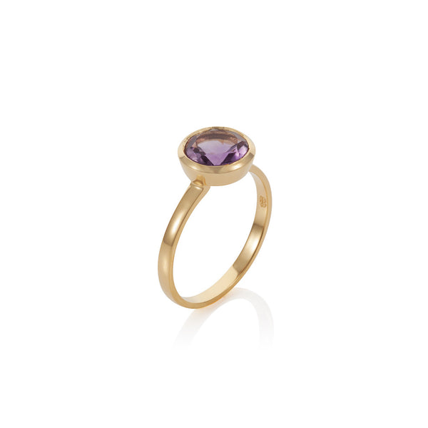 Nadira 18ct gold plated brilliant cut Amethyst solitaire ring