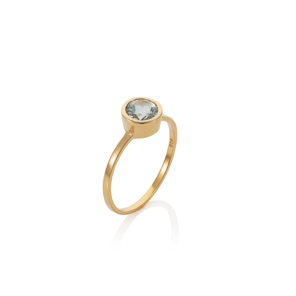 Nadira 18ct gold plated brilliant cut Blue Topaz solitaire ring
