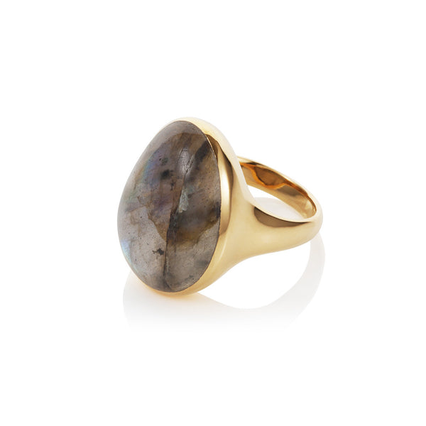 Nadira 18ct gold plated Labradorite seamless dress ring