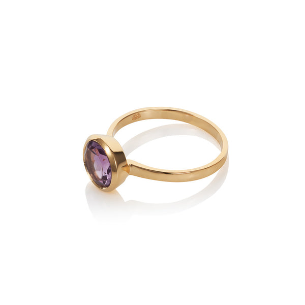 Nadira 18ct gold plated brilliant cut Amethyst solitaire ring