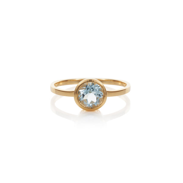 Nadira 18ct gold plated brilliant cut Blue Topaz solitaire ring