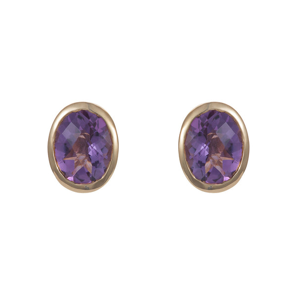 Nadira 18ct gold plated oval cut African Amethyst earrings