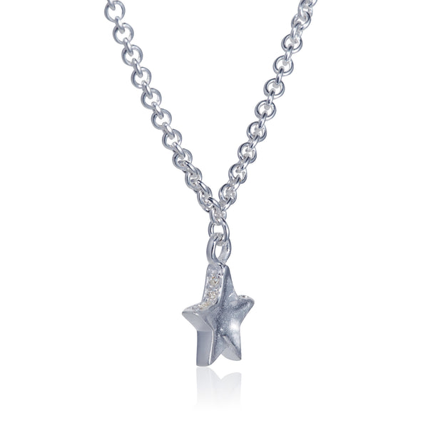 Pettia rhodium plated sterling silver layered stars charm necklace