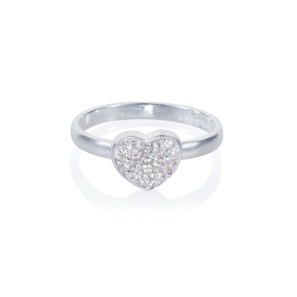 Pettia sterling silver pave detail heart charm ring