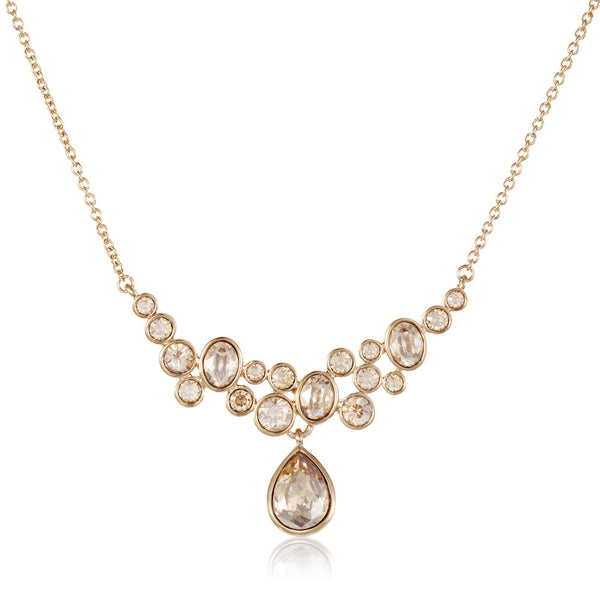 Titania 18ct gold plated SWAROVSKI Crystal cascade necklace with pear cut drop