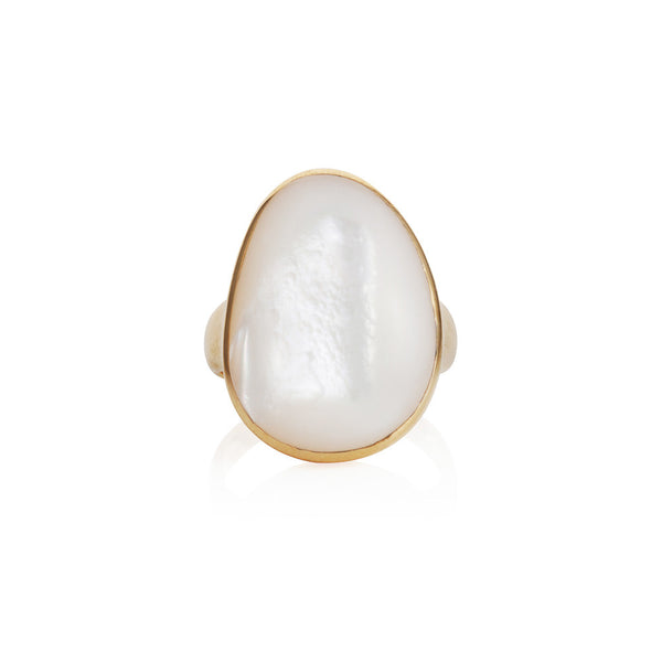 Nadira 18ct gold plated Mother of Pearl freeform seamless ring