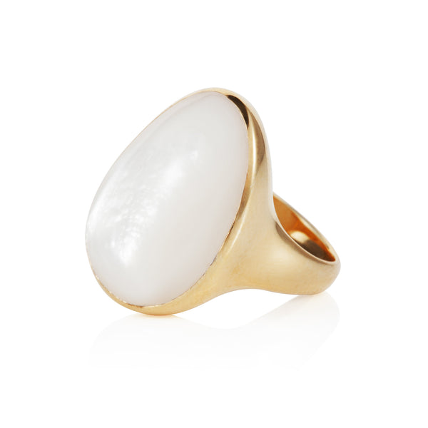 Nadira 18ct gold plated Mother of Pearl freeform seamless ring