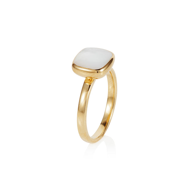 Nadira 18ct gold plated Mother of Pearl cushion seamless ring