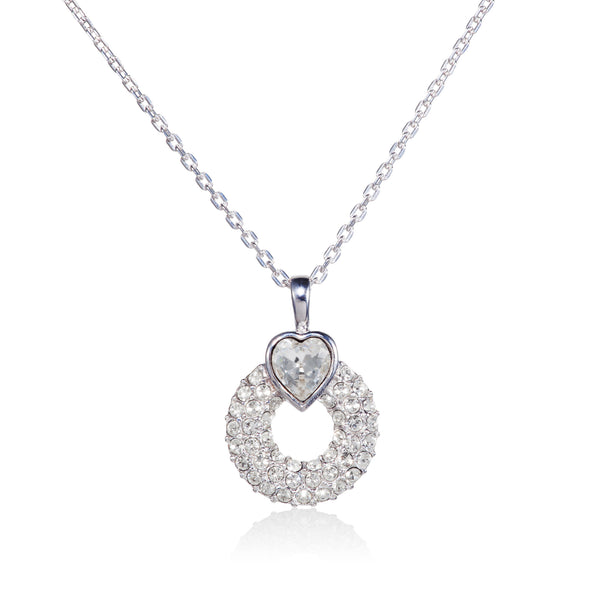 Titania Rhodium Plated SWAROVSKI Crystal Open Heart Necklace