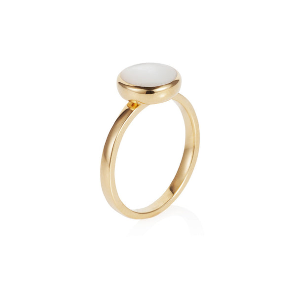 Nadira 18ct gold plated Mother of Pearl round seamless ring