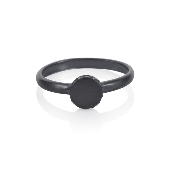 Pettia sterling silver black rhodium plated circle accent ring
