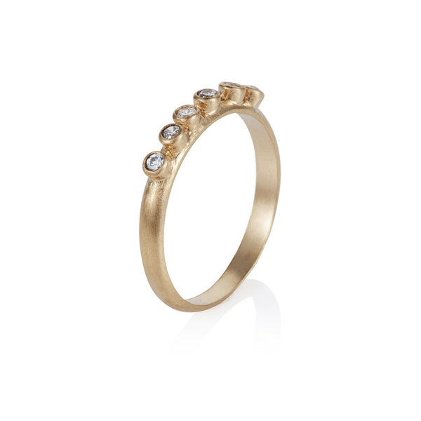 Pettia 18ct gold plated sterling silver plated six stone charm ring
