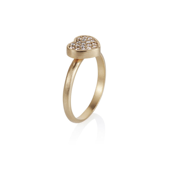 Pettia 18ct gold plated sterling silver heart charm ring