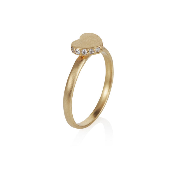 Pettia 18ct gold plated sterling silver heart accent ring
