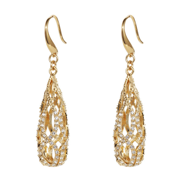 Titania 18ct gold plated SWAROVSKI Crystal filagree detail earrings